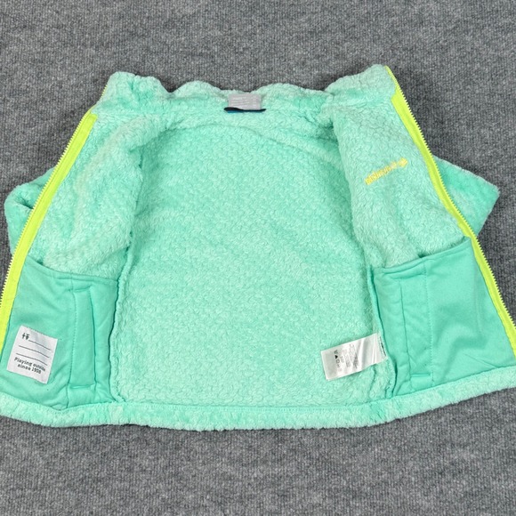 Kids Columbia XS Fuzzy Fleece Zip Up Jacket Mint Green Cozy Youth Size Outdoor - Picture 3 of 13